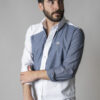 Camisa de combinaciones blanco y gris FOR2687 — vista lateral