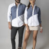 Camisa de combinaciones blanco y gris EQ386 — detalle