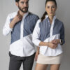 Camisa de combinaciones blanco y gris EQ386 — vista posterior