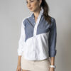Camisa de combinaciones blanco y gris EQ386 — en modelo