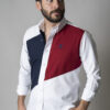 Camisa de combinaciones blanco, marino y vino FOR2686 — vista posterior