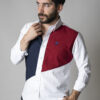 Camisa de combinaciones blanco, marino y vino FOR2686 — detalle