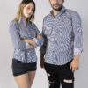 Camisa de rayas azul marino EQ388 — vista frontal
