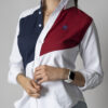 Camisa de combinaciones blanco, marino y vino FOR2691 — vista posterior