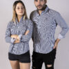 Camisa de rayas azul marino EQ388 — detalle