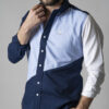 Camisa de combinaciones azul marino, cielo y blanco FOR2697 — vista posterior