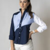 Camisa de combinaciones azul marino, cielo y blanco FOR2699 — detalle