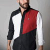 Camisa de combinaciones negro, blanco y vino FOR2700 — vista frontal