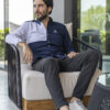 Camisa de combinaciones marino y blanco FOR2701 — vista lateral