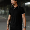 Playera polo negro con blanco POL0003 — detalle