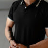Playera polo negro con blanco POL0003 — vista frontal