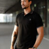 Playera polo negra con gris POL0001 — detalle