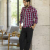 Camisa de cuadros rojo y marino FOR2709 — detalle
