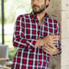 Camisa de cuadros rojo y marino FOR2709 — vista posterior
