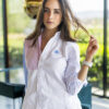 Camisa de combinaciones blanco, rosa y azul cielo FOR2710 — vista posterior