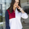 Camisa de combinaciones blanco, rojo y azul marino FOR2711 — vista posterior