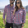 Camisa de cuadros rojos, azules y blancos EQ396 — detalle