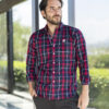 Camisa de cuadros vino y marino FOR2708 — vista posterior