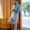 Camisa de combinaciones menta, amarillo y azul FOR2746 — detalle de tela