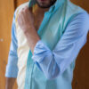 Camisa de combinaciones menta, amarillo y azul EQ415 — vista lateral