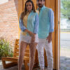 Camisa de combinaciones menta, amarillo y azul EQ415 — detalle