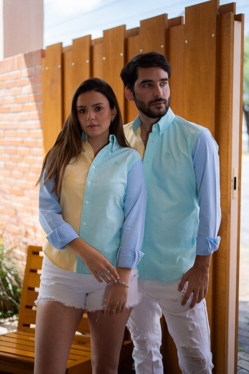 Camisa de combinaciones menta, amarillo y azul | EQ415