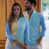 Camisa de combinaciones menta, amarillo y azul EQ415 — vista posterior