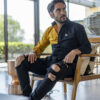 Camisa de combinaciones negro y amarillo FOR2729 — detalle de tela