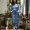 Camisa de cuadros azules FOR2744 — en modelo