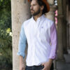 Camisa de combinaciones blanca, verde y cereza FOR2726 — vista posterior