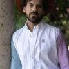 Camisa de combinaciones blanca, verde y cereza FOR2726 — vista lateral