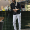 Camisa básica de lino negro FOR2730 — vista posterior