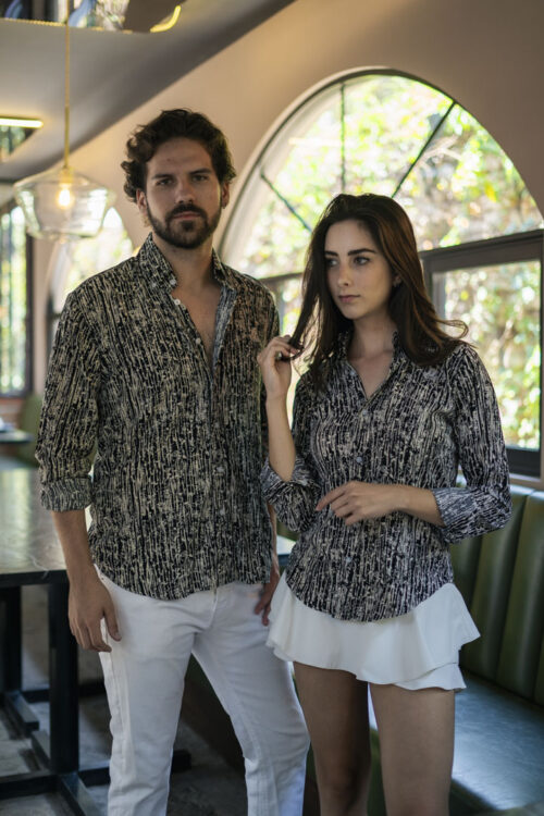 Camisa viscosa negra EQ414 — vista frontal