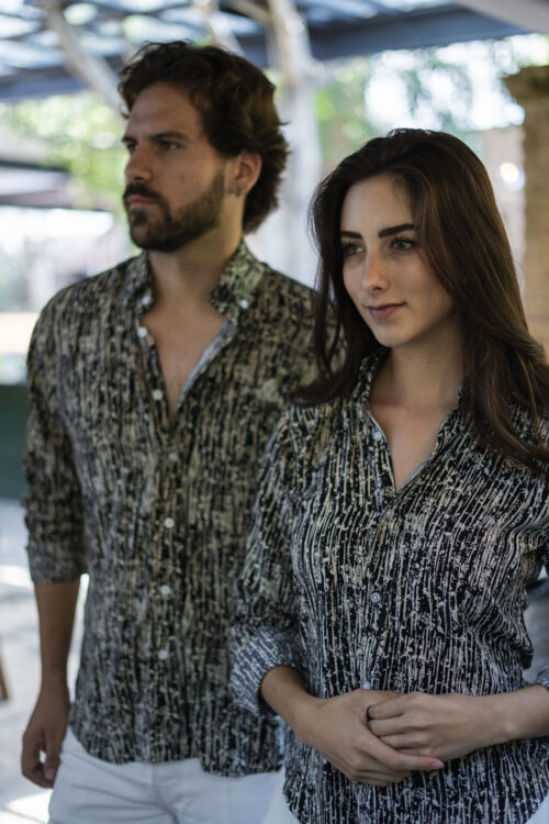Camisa viscosa negra EQ414 — vista posterior