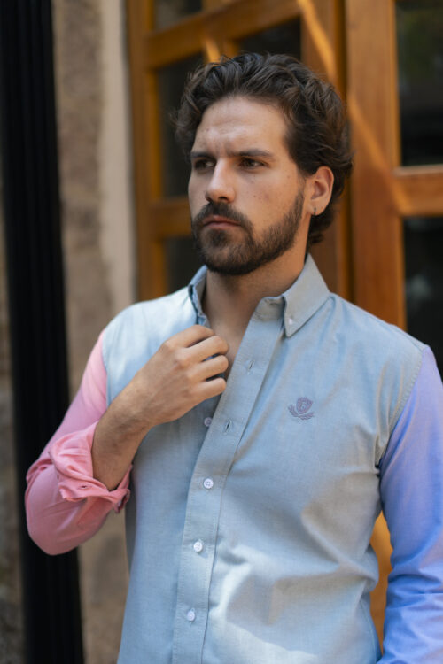 Alternative view of Camisa de combinaciones verde, ladrillo y azul | FOR2728
