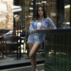 Camisa de rayas azul, blanco y gris FOR2741 — detalle de tela
