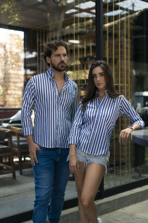 Camisa de rayas azul, blanco y gris | EQ410