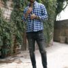 Camisa de cuadros verde y marino FOR2738 — detalle