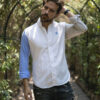 Camisa de combinaciones blanca, azul y beige EQ406 — vista alternativa