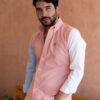 Camisa de combinaciones naranja, azul cielo y blanco EQ419 — vista lateral