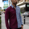 Camisa de mini cuadros rojo y marino FOR2764 — detalle
