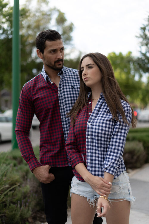 Camisa de mini cuadros rojo y marino | EQ427
