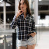Camisa de cuadros verdes FOR2767 — en modelo