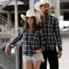 Camisa de cuadros verdes EQ426 — vista lateral