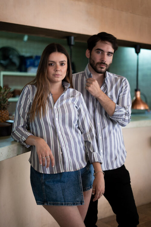 Camisa de rayas grises EQ422 — vista frontal