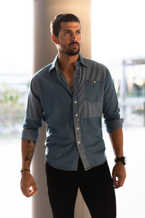 Camisa de mezclilla clara FOR2762 — vista frontal