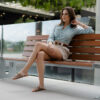 Camisa de lino color menta aqua FOR2774 — vista lateral