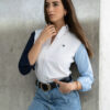 Camisa de combinaciones blanco, azul cielo y azul marino FOR2778 — vista frontal