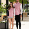Camisa de combinaciones ladrillo, marino y blanco EQ431 — vista lateral