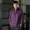 Camisa de cuadros vino y marino FOR2804 — detalle